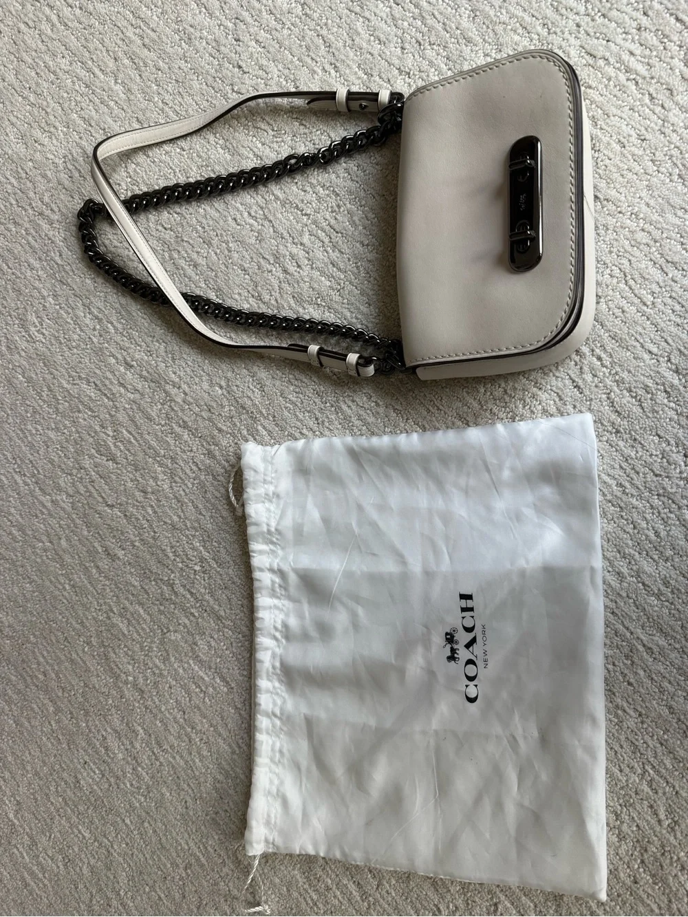 Coach Chalk Pebbled Leather Chain Crossbody Bag